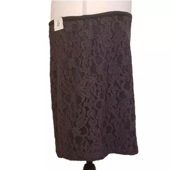 NWT GAP Skirt, Dark Gray Cotton Lace Floral Print Career Casual RETAIL $45, 10 - Picture 3 of 11